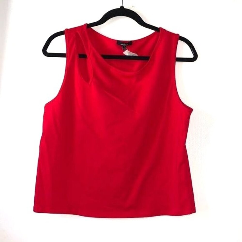 Sleeveless Ambiance Red Top 1X 95% Cotton & 5% Spandex Made In China